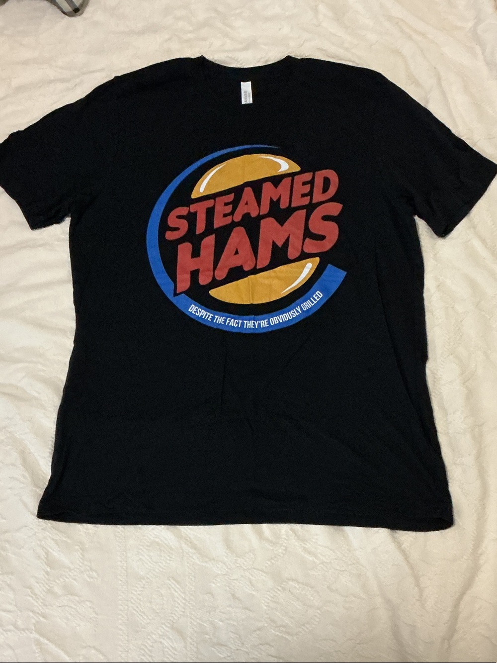 Bella Canvas Black Graphic Tee with Red, Yellow & Blue Accents